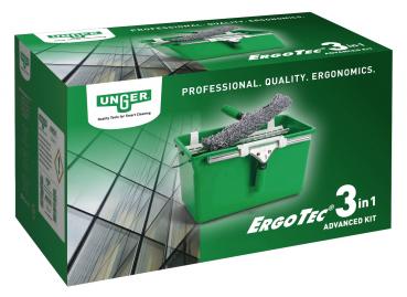 UNGER Glasreinigungsset AK013 Starter-Set mit Wischer, Träger, Einwascher und Eimer