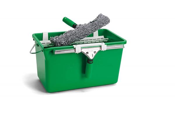UNGER Glasreinigungsset AK013 Starter-Set mit Wischer, Träger, Einwascher und Eimer